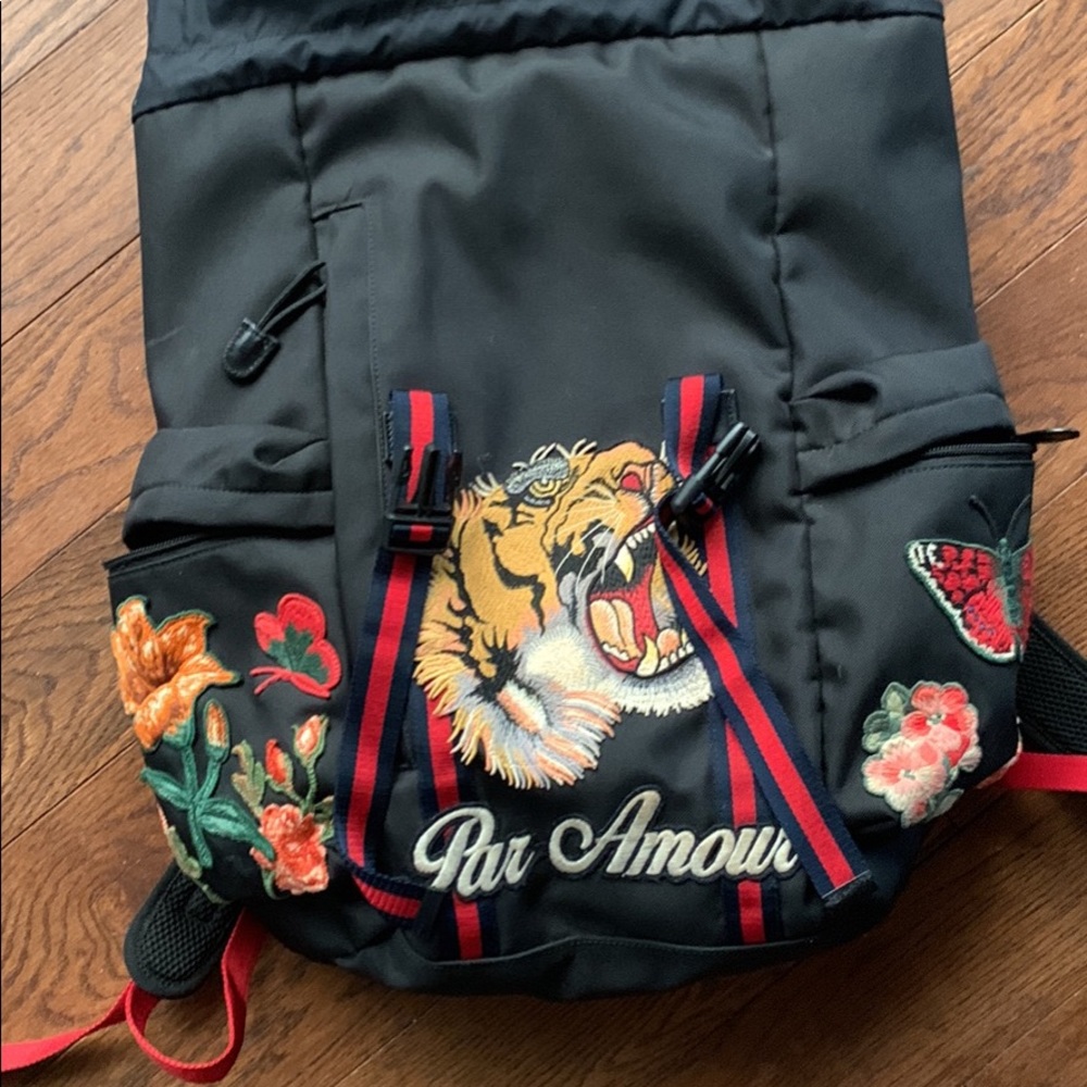 Gucci Patch Embellished Canvas Backpack - image 2